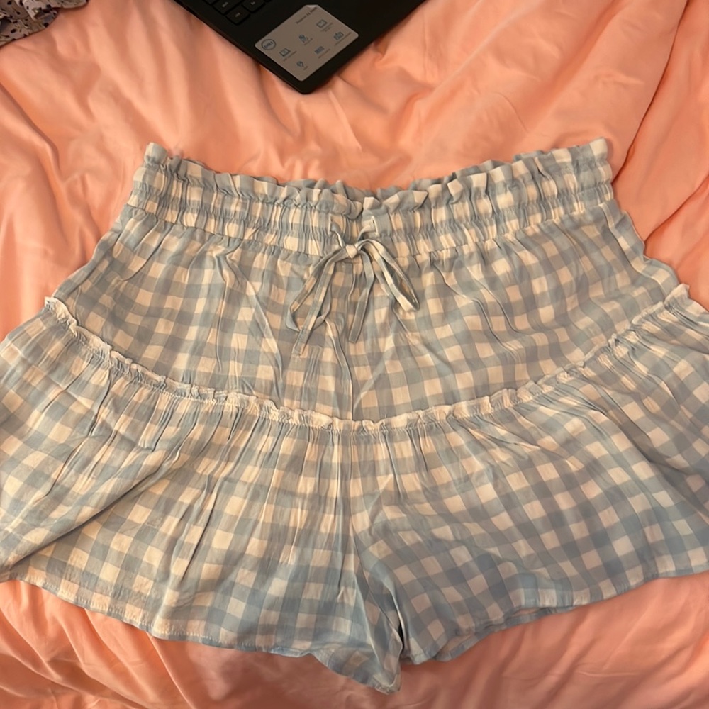 gingham high waisted tiered skort